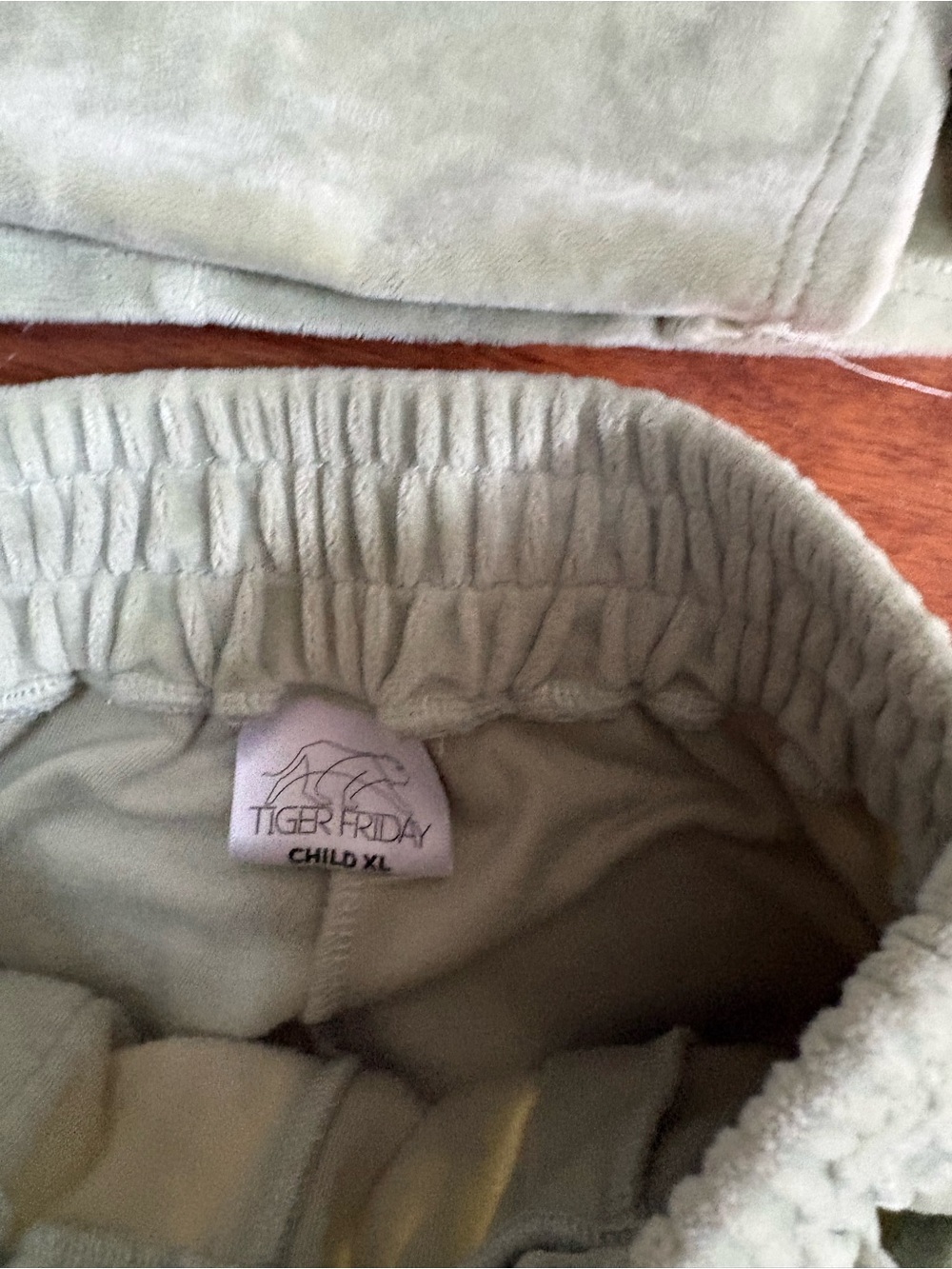 Tiger Friday Kids Velour Wide-Leg Jogger Set - Sage Green XL - Picture 3 of 5